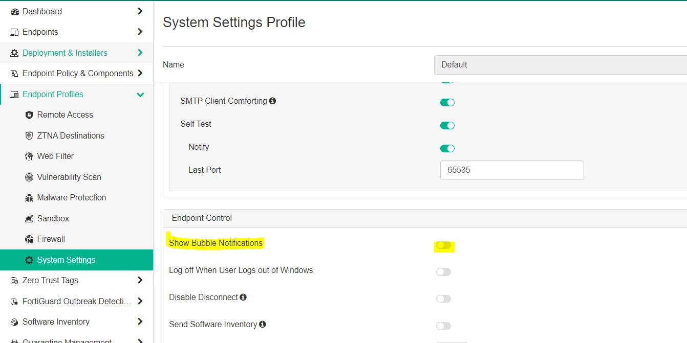 Forticlient Update ZTNA certificate acceptance and forticlient update notifications ...