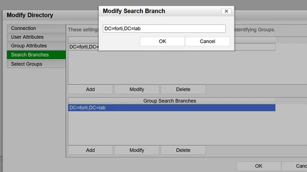 Figure 1. Create Group search branches to find relevant Admin groups.