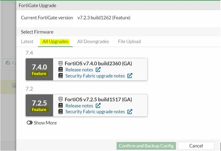 Latest Fortios Version Technical Tips: Firmware upgrade for FortiOS firmware 7.2 and later via ...