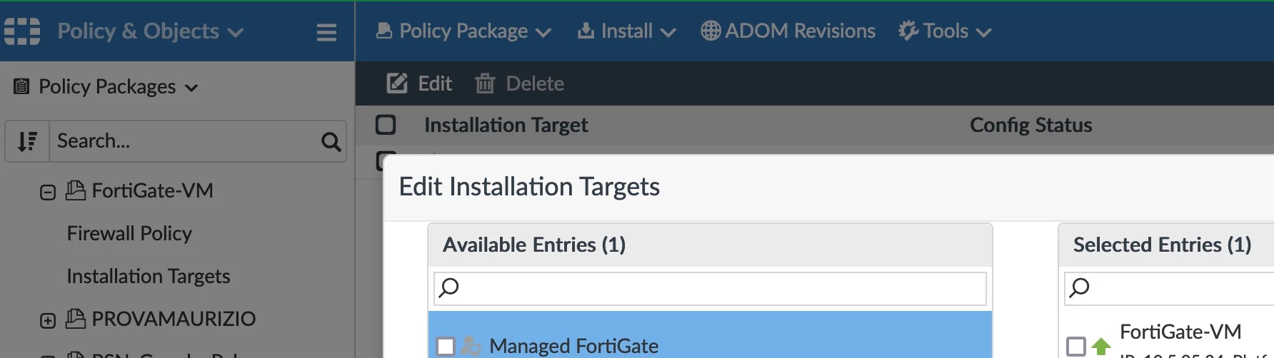 Terraform add device to Policy Package on FortiManager | Community