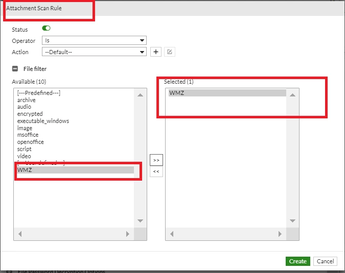 Select WMZ as attachment scan rule.PNG