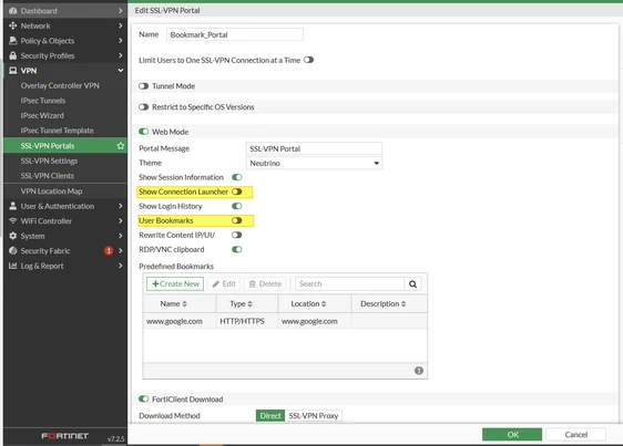 Technical Tip: Prevent SSL VPN users from creating a bookmarks on Web ...