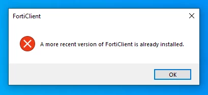 Forticlient Error Technical Tip: FortiClient has already been uninstalled, but the error ...
