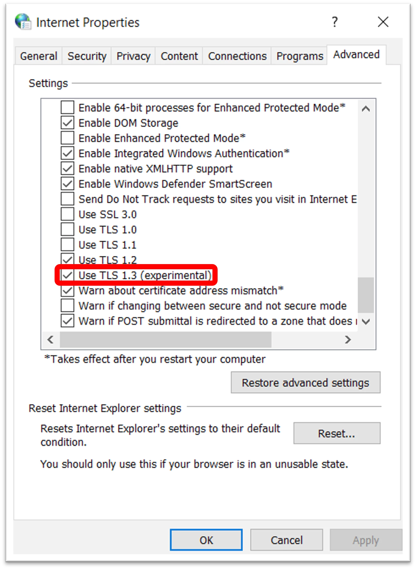 Troubleshooting Tip: how to enable TLS 1.3 in Windows 10 | Community