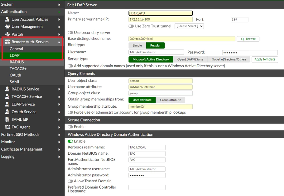 Fortiauthenticator Gui Technical Tip: How to configure FortiWeb Remote TACACS+ Adminstrator ...