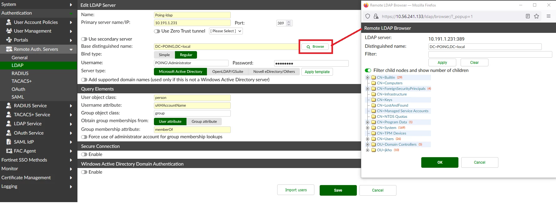Fortiauthenticator Gui Technical Tip: Configure Remote User (LDAP/RADIUS) as ...