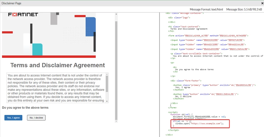 Technical Tip: Editing a disclaimer page to open another web page after ...