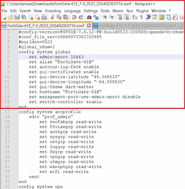 Technical Tip: Compare FortiGate Firewall Configuration using Notepad++ ...