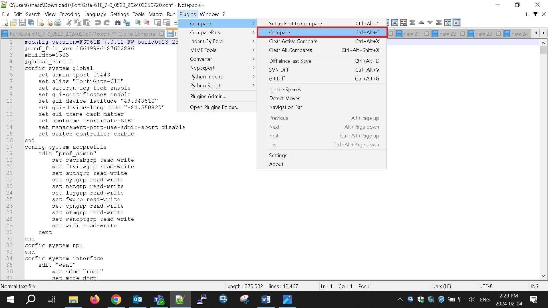 Technical Tip: Compare FortiGate Firewall Configuration using Notepad++ ...
