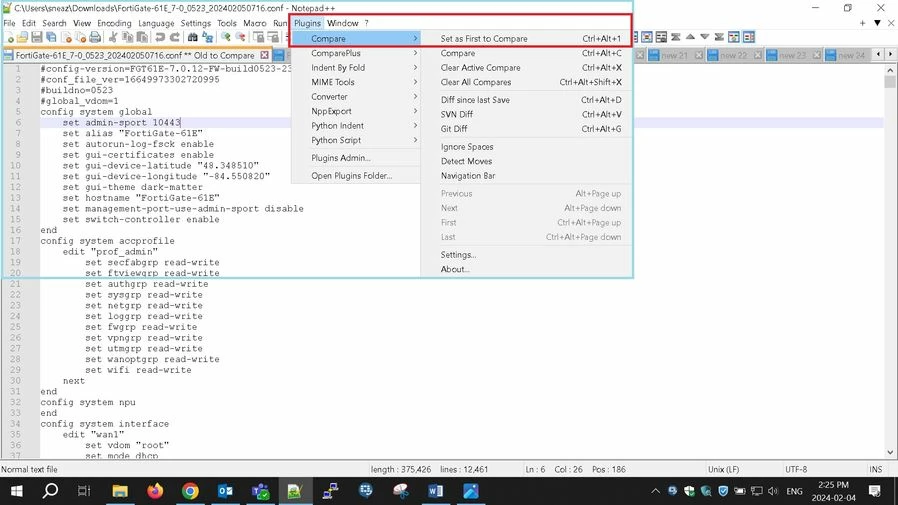 Technical Tip: Compare FortiGate Firewall Configuration using Notepad++ ...