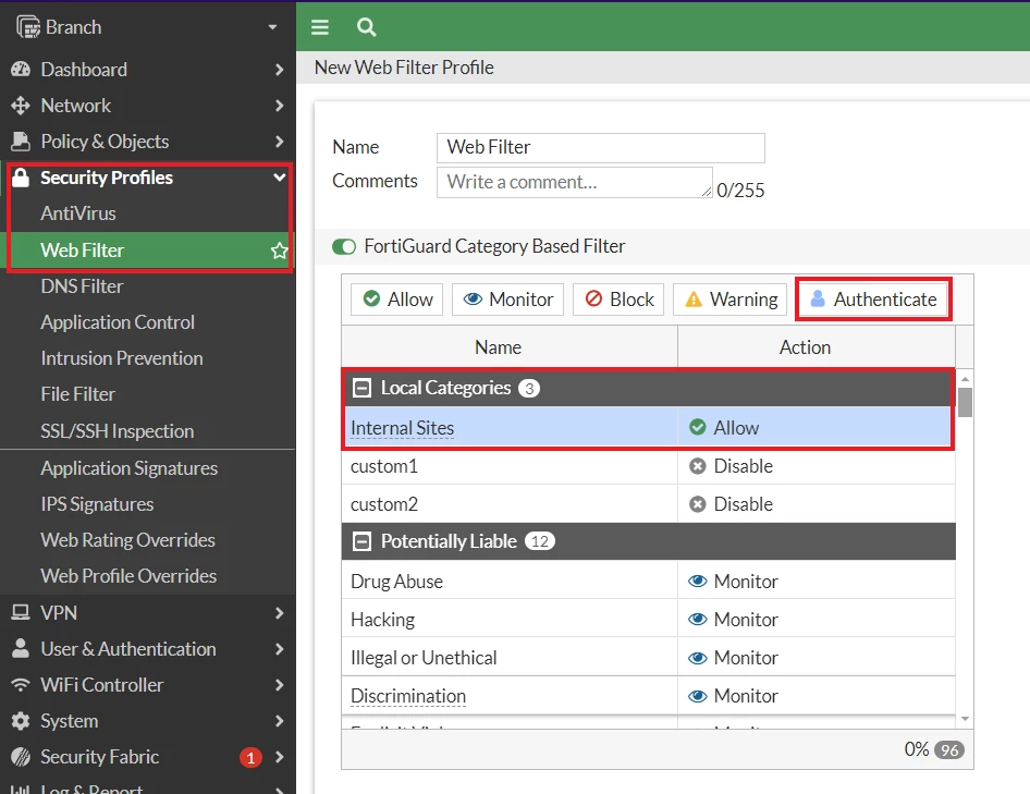 Web Filtering Active Technical Tip: Web Filter Authentication for local categories | Community