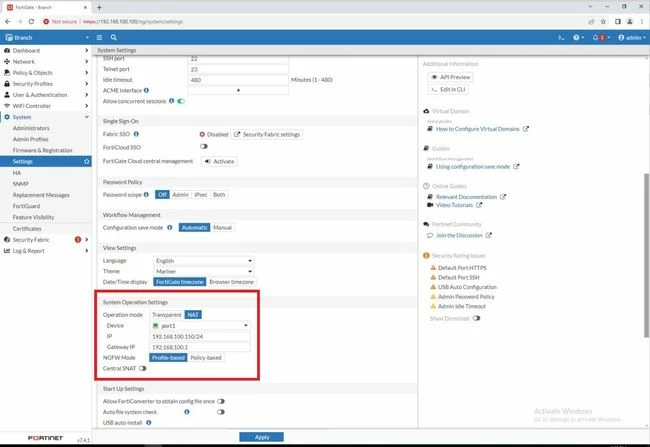 Technical Tip: How to return FortiGate firewall to NAT mode from ...