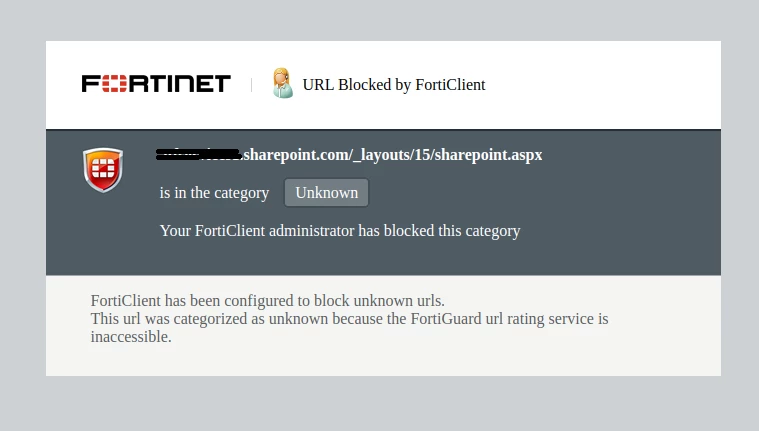 Forticlient Error User can't access website | Community