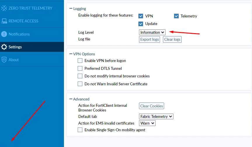 Forticlient Log FortiClient - Change Log Level Access | Community
