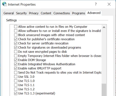 Technical Tip: The use of TLS 1.3 Protocol on Windows 10 machines for ...
