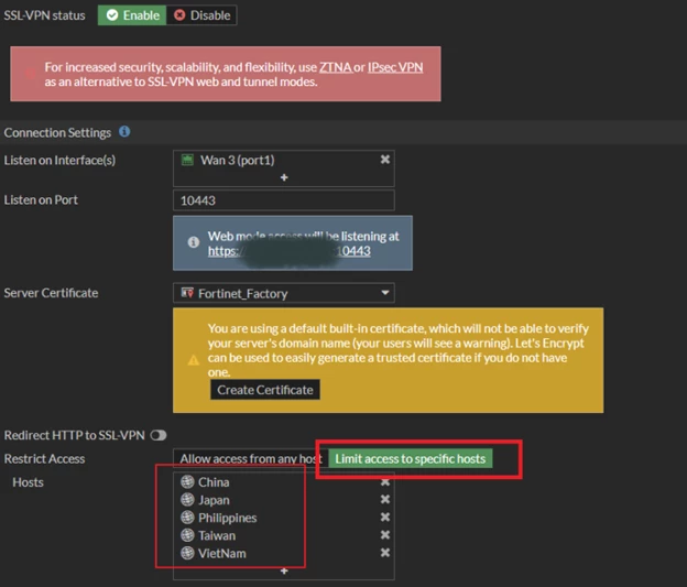 Technical Tip: Unable to access SSL VPN from internal after limiting ...