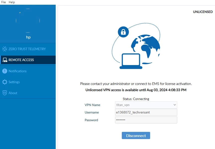 Help! FortiClient VPN stuck on 