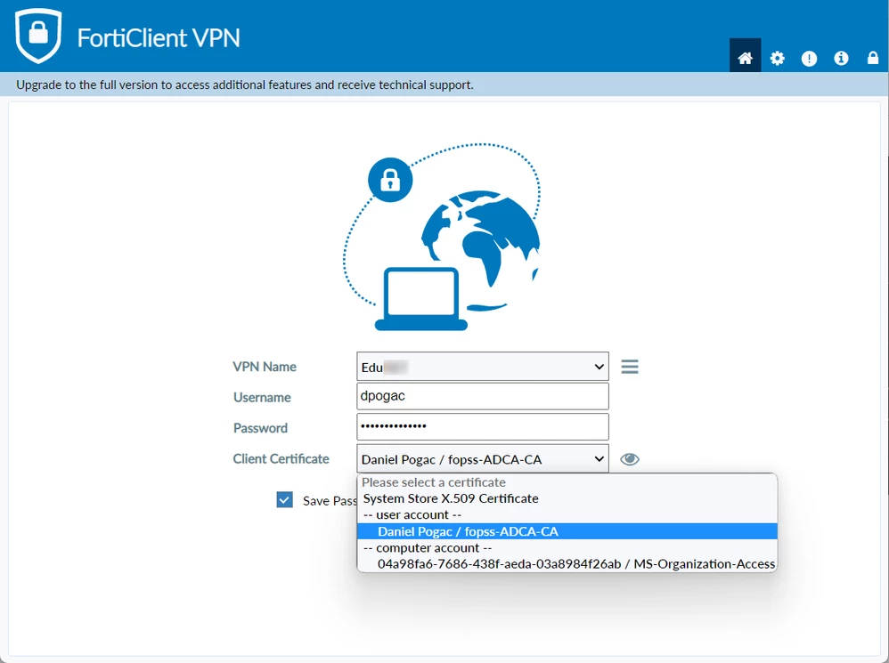 Forticlient Menu Technical Tip: Missing the Client Certificate in the FortiClient Drop ...
