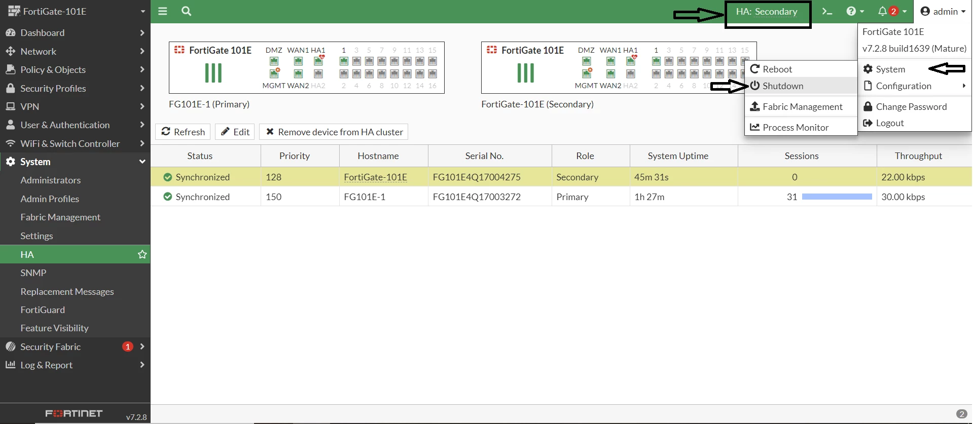 Reservation Mis Gui Technical Tip: Shut down FortiGates in an HA cluster using the GUI when ...