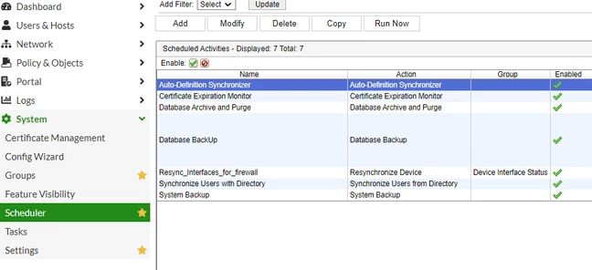 Figure 2. Auto-definition Synchronizer task in System>Scheduler