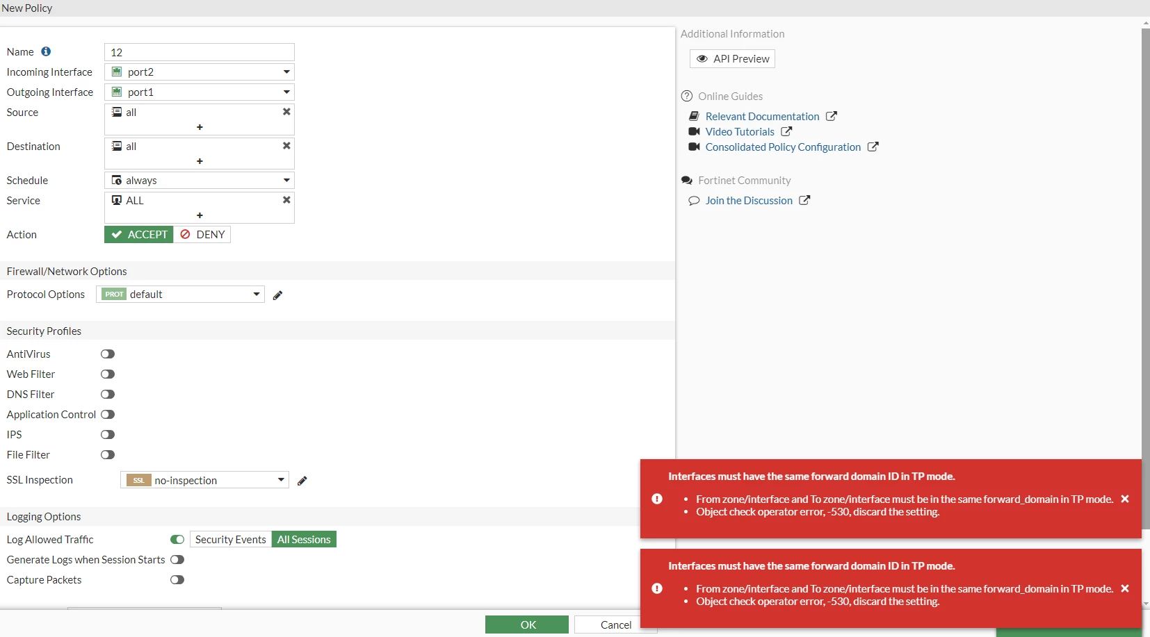 Technical Tip: Firewall Policy error 'Object check operator error, -530 ...