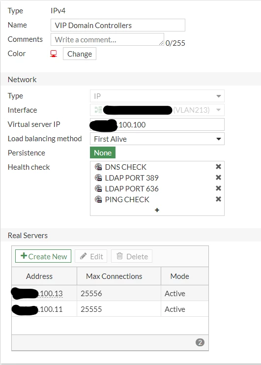 Virtual IP (VIP) (VIRTUAL SERVER TYPE) for a same network as the Real ...