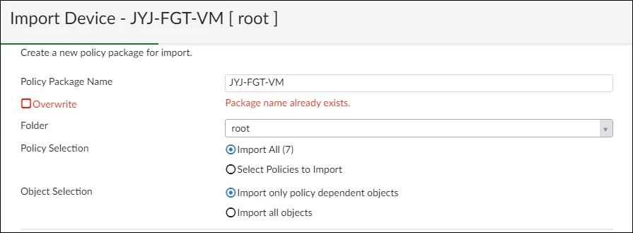 Troubleshooting Tip: FortiManager is not able to import the CNAT, DOS ...
