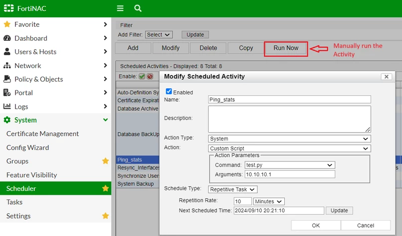 Anthony_E_0-1725966793901.png Figure 1. Create a Scheduled activity with Custom Script action type and run it manually.