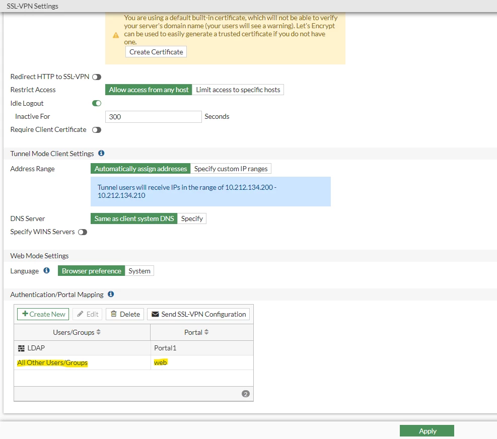 Technical Tip: SSL VPN is unable to connect due to '553 redirect to ...