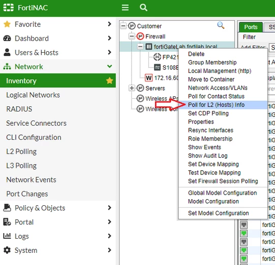 Figure 1. Perform L2 polling on Network Inventory Device.