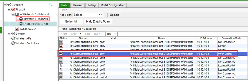 Figure 2. Port changing to WAP Uplink once network topology device is detected by L2 polling.