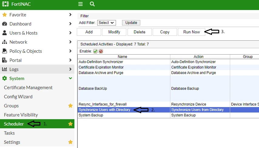 Figure 2. Synchronize DIrectory users and groups in order to import selected groups from LDAP.