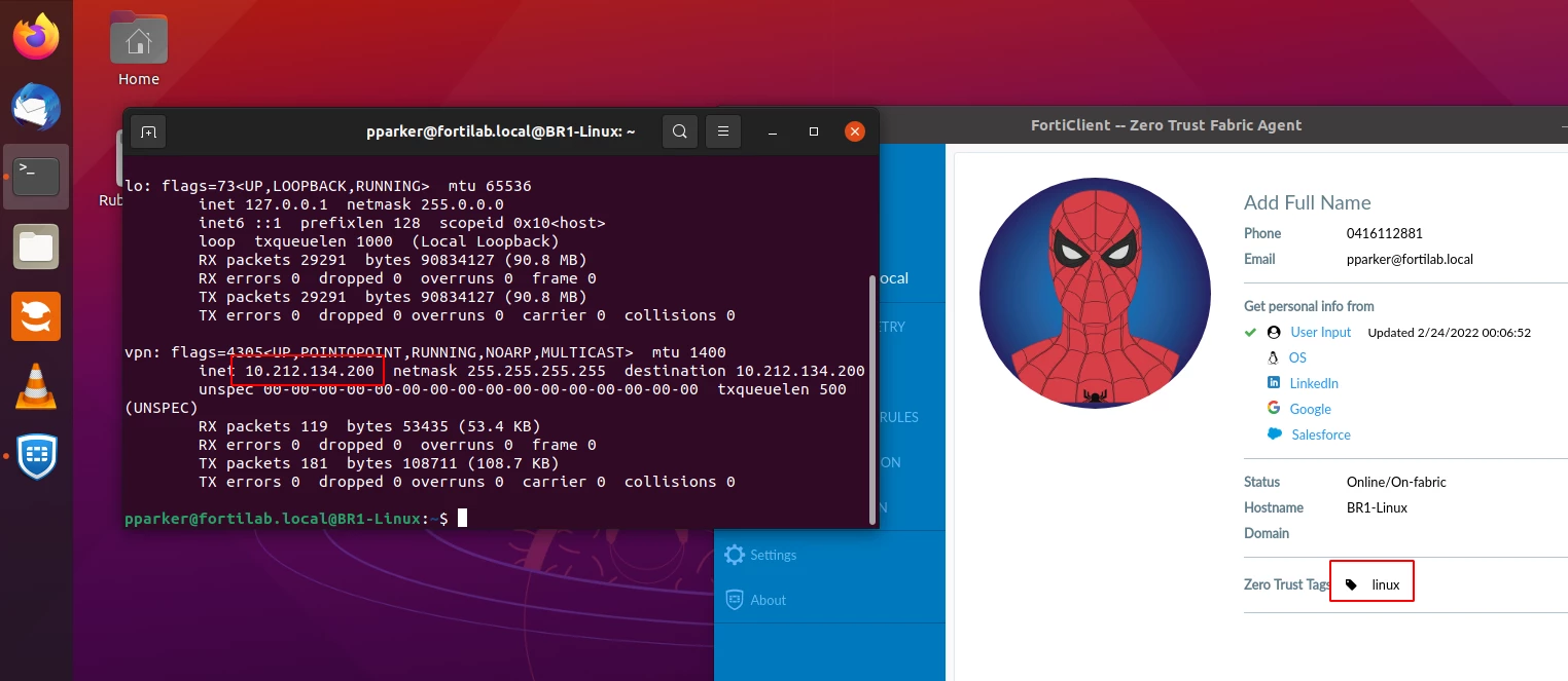 FortiClient with Linux ZTNA tag and SSLVPN IP address