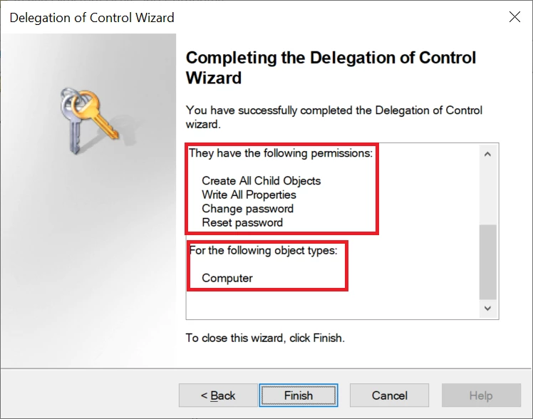 Figure 5. Select the minimum required permissions for Domain Join.