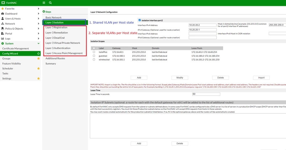 Figure 2. Configuring VLAN type "Layer 3 Isolation" in the Configuration Wizard.