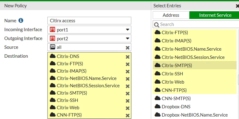 Firewall Policy Destination selection - FortiOS 6.0 example