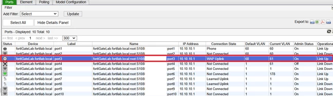 wap.png Figure 4. FortiNAC dynamically updates port to WAP uplink once it detects the WAP device type.