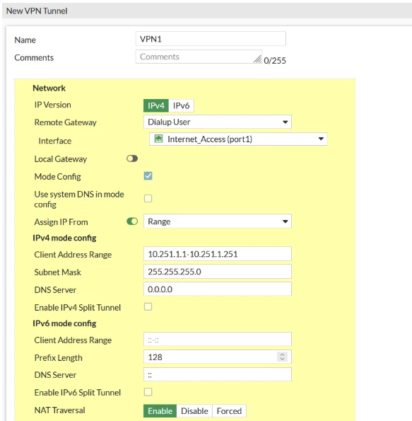 DNS configuration in existing IPSEC tunnel.