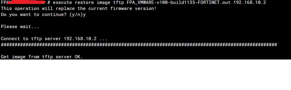 Figure 3. Installing image through TFTP
