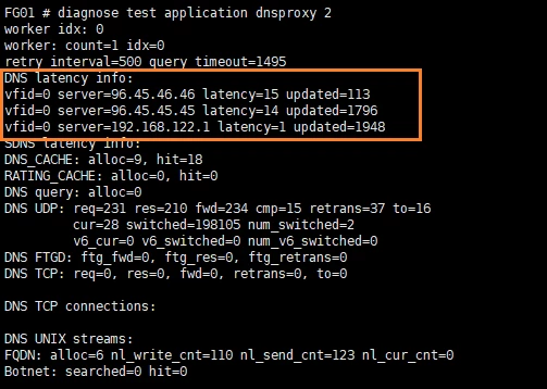 FG01 diagnose test application dnsproxy 2