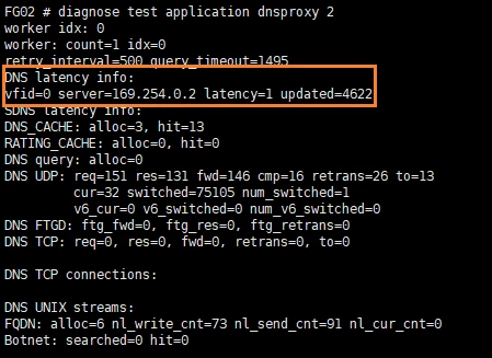 FG02 diagnose test application dnsproxy 2