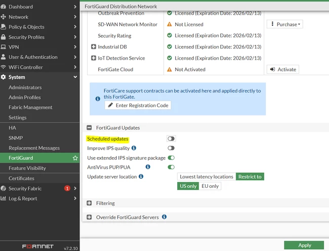 Technical Tip: Disable FortiGuard scheduled auto-update | Community