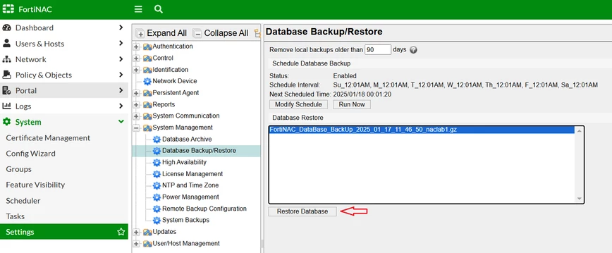 Figure 4. Restore the Database through GUI