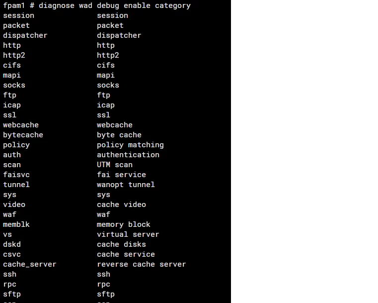 Figure 3. Debug commands