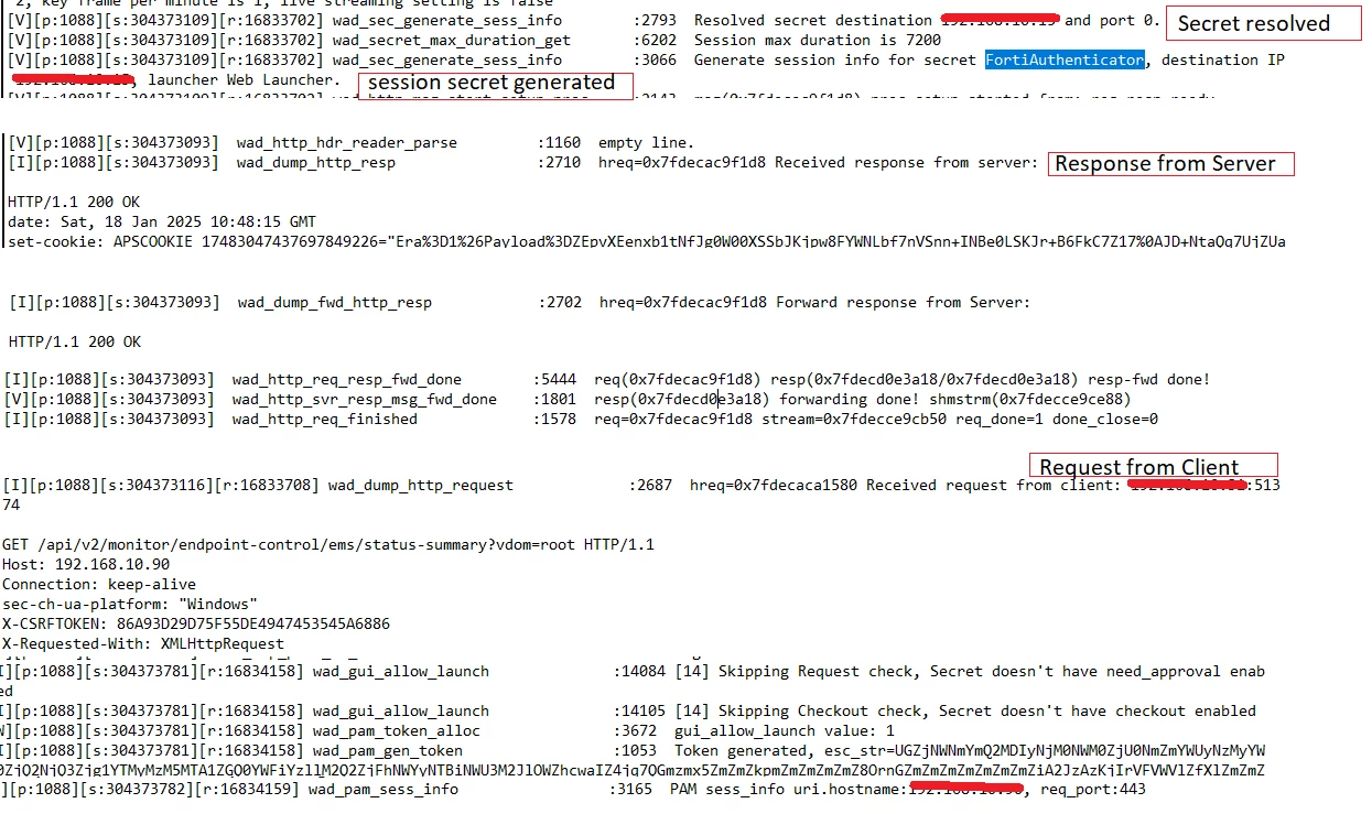 Figure 4. Debug output