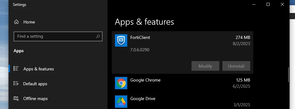 unable uninstall