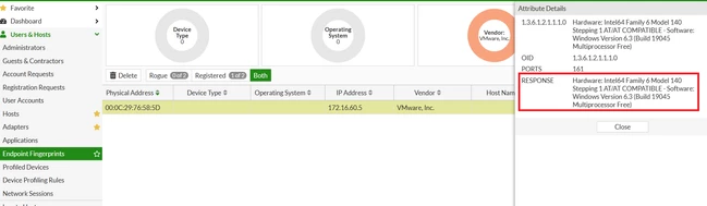Figure 3. Validating Fingeprint Profiles in Endpoint Fingeprints view.