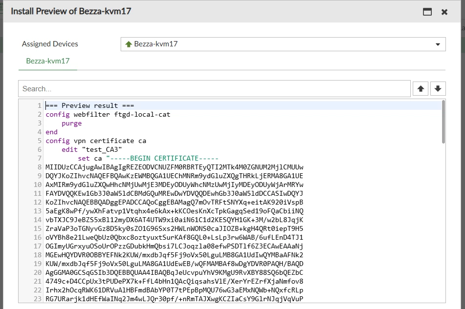 ADOM CA cert in Install Preview
