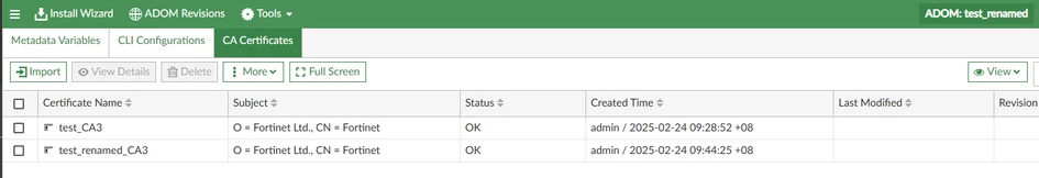 New CA certificate generated
