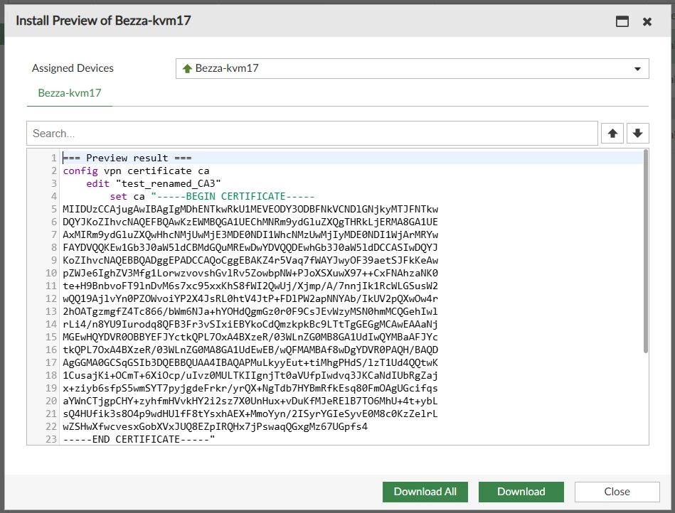 Pushing new ADOM CA certificate